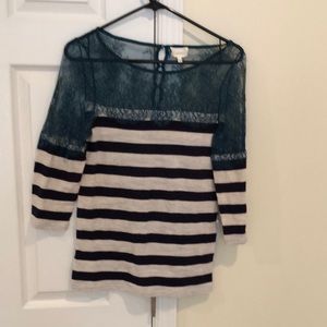Anthropologie striped lace shirt